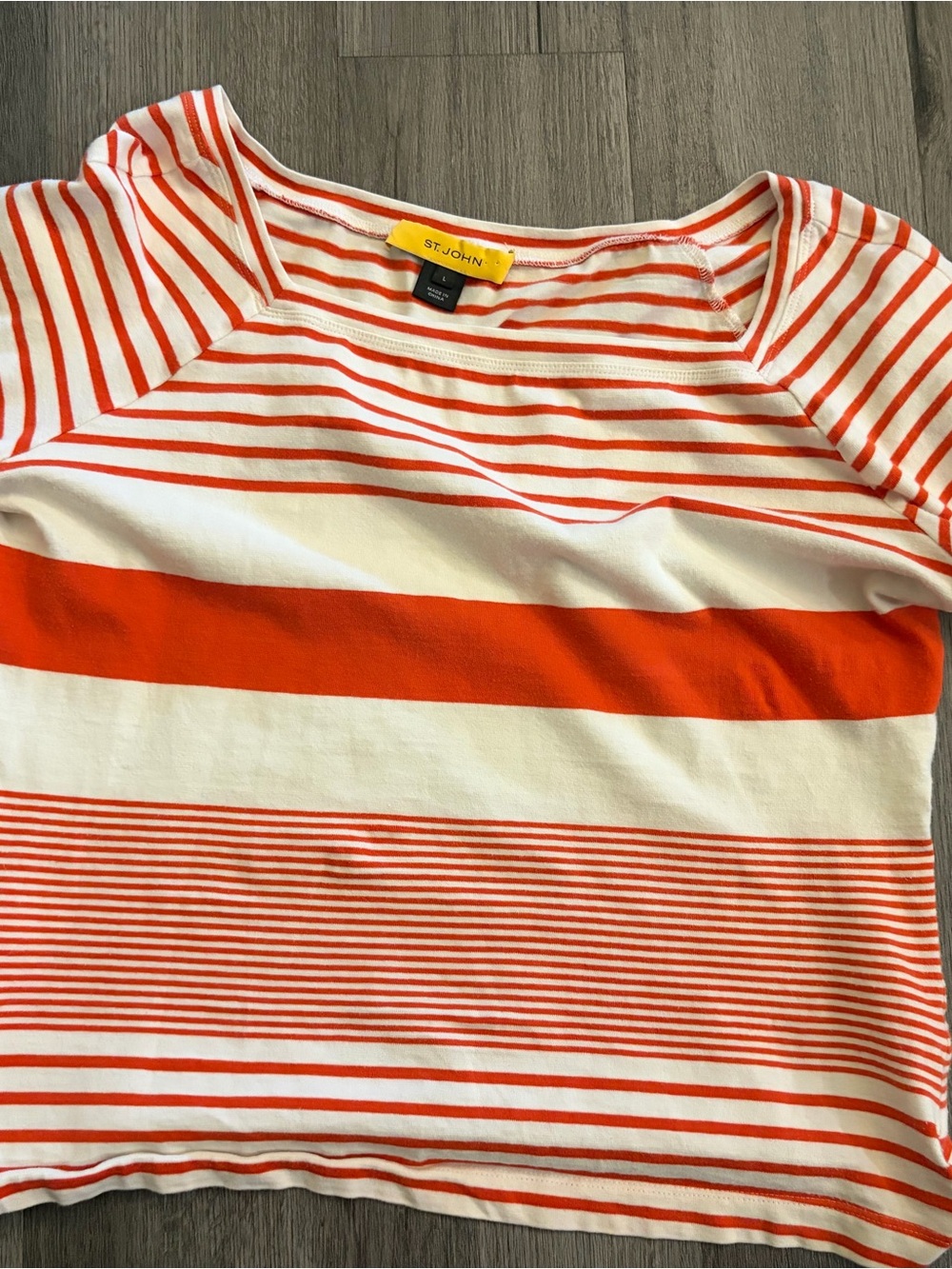St. John Orange and White Striped Short-Sleeve Top